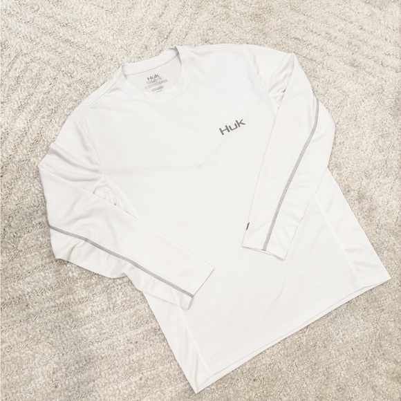 Huk Other - Like New! Huk Mens Long Sleeve Performance Fishing Shirt Rash Guard Small White
